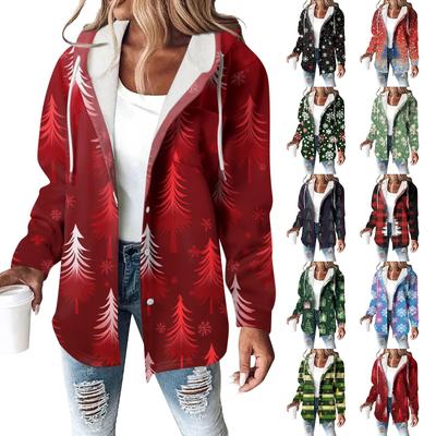 Women's Coat Casual And Fashionable Composite Thick And Warm Printed Hooded Jacket