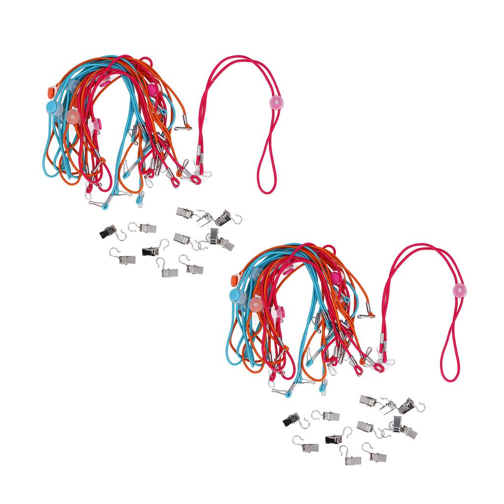 2 Packs Adjustable Napkin Lanyard with Clip Portable Multi Purpose Colorful Adjustable Lanyard for