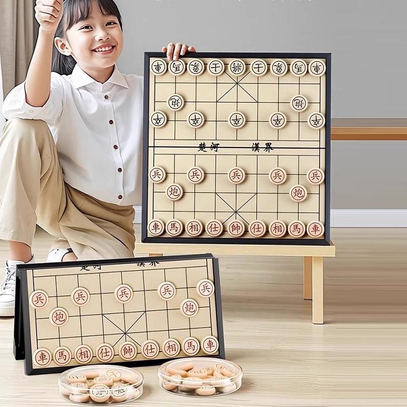 Großes chinesisches Schachspiel Tragbares magnetisches und klebendes Brett Strategie-Spiel-Set zum Lehren Lernen Partys Zuhause