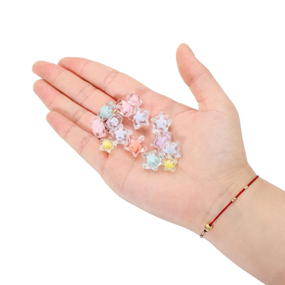 20Pcs/Lot Transparent Five-pointed Star Shape Acrylic Charm Spacer Loose Beads for Jewelry Making DIY Bracelet Accessories