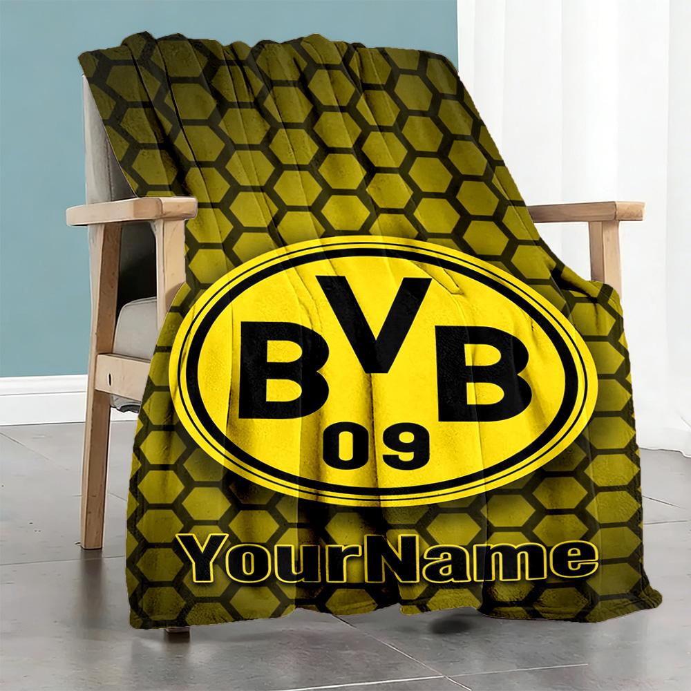 Borussia Dortmund Personalized Text Blanket Cozy Customizable Blanket Soft & Cozy Suitable for Couch Bed Home Decor Picnics for All Occasions