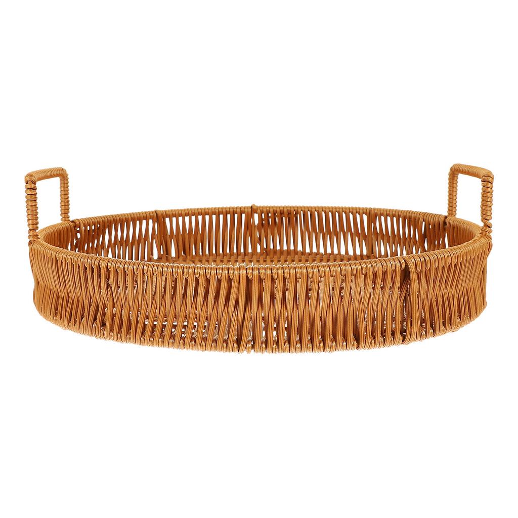 Imitation Rattan Aufbewahrungskorb Körbe Lebensmitteltablett Gewebt Obst Brot Couchtisch Fußhocker für Zuhause Weben Eisen