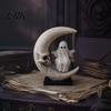 Retro Gothic Decor Halloween Ghost Swing Figurine, Spooky On A Moon Statue, Party Favors Resin Home Decoration for Desktop, Mantel, Fireplace, Indoor