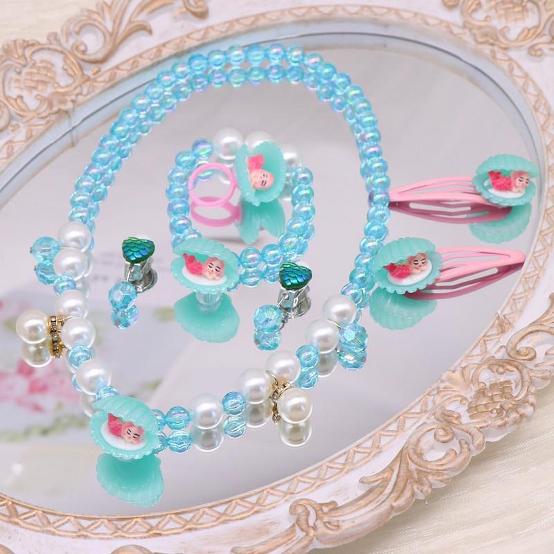 Children's Necklace Accessories, Shell Barbie Pink Cute Girls' Jewelry, Imitation Pearl Bracelet Necklace