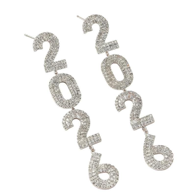 Delicate 2026 Theme Earrings Acrylic Fashion Accessories Party Wedding Earrings Suitable for Casual or Formal Occasions