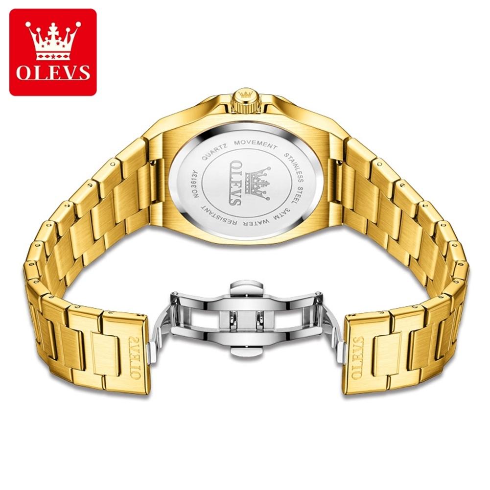 OLEVS Octagonal Dial Men's Watches Classic Fashion Quartz Watch for Man Waterproof Luminous Gold Stainless Steel Date Watch