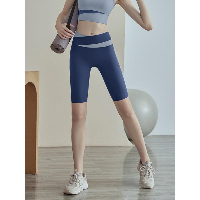Women’s Color-Block High-Waisted Tummy-Control Yoga Capri Shorts