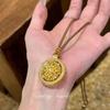 Vietnamese Gold Compass Pendant Necklace for Women - National Trend Style, Versatile Fortune Disc Sweater Chain