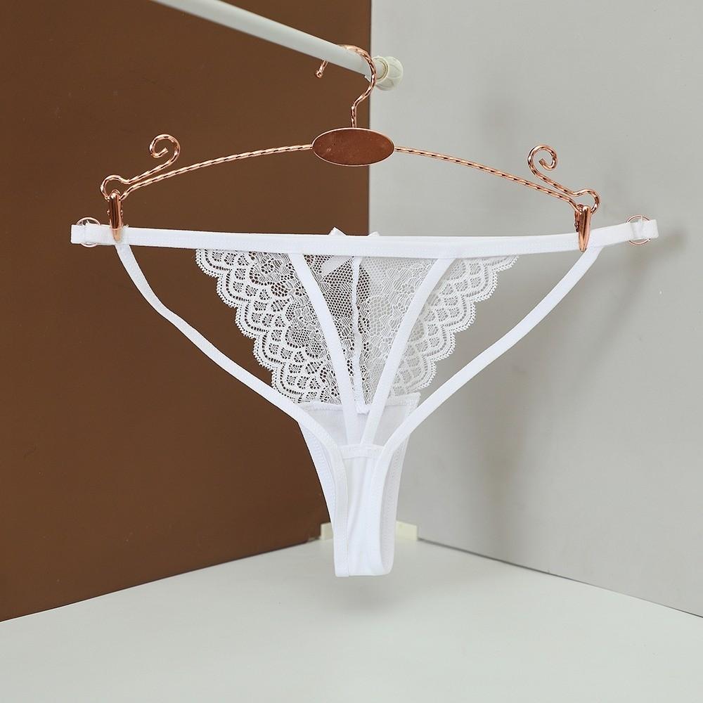 Bow Sheer Lace Thong Stretchy Strappy Romantic Panties Floral Embroidery Briefs  Ladies Girls