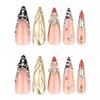 Ongles French Léopard Imprimé Strass Stiletto Longs 3D - Faux Ongles Finition Super Brillante