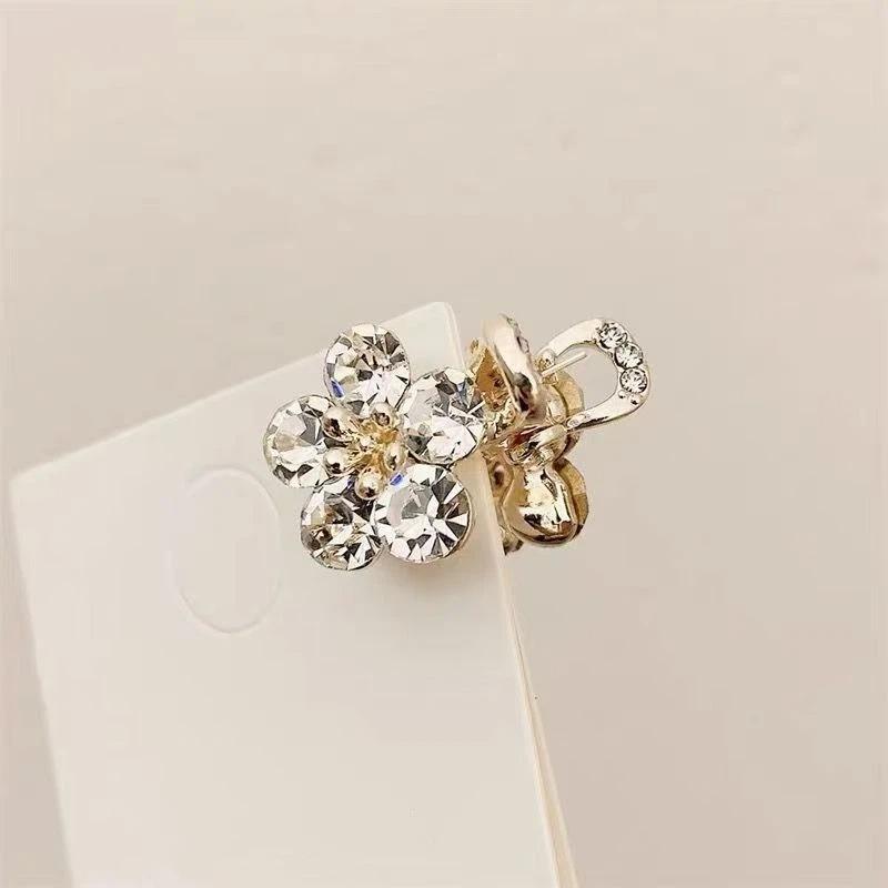4Pcs Mini Rhinestones Flower Hair Claw Clips Non Slip Grip For Thick Hair Strong Hold Hair Jaw Clip Hair Accessories