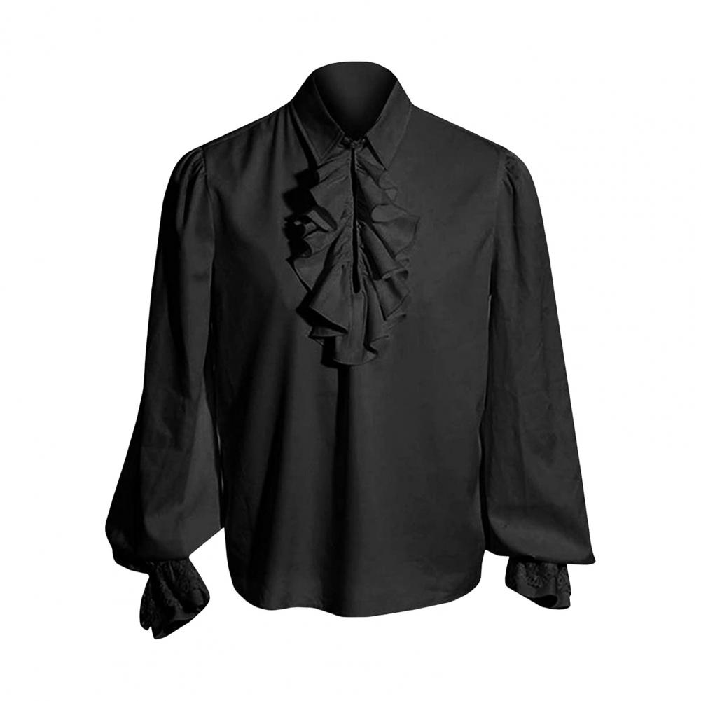 Renaissance Ruffle Design Top Renaissance Vintage Royal Style Men's Performance Shirt for Halloween Cosplay Costume with Ruffle