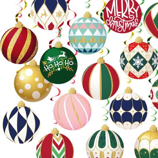 48 ks Vánoční závěsné spirály dekorace žárovka sněhová vločka stropní girlanda pro domov kancelář nákupní centrum zimní sváteční výzdoba