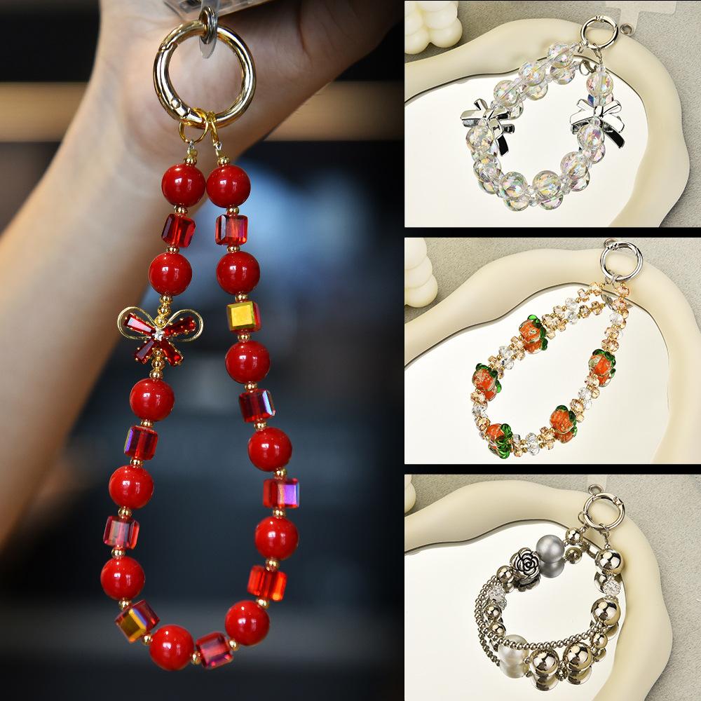 Mobile Phone Chain Rope Hanging Wrist Women'S High-End Crystal Light Luxury Niche Exquisite Mobile Phone Chain String Beads Short Gasket