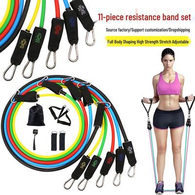 11-Piece Carabiner Eyelet Hook Puller & Stretch Rope Set for Muscle Fitness Training