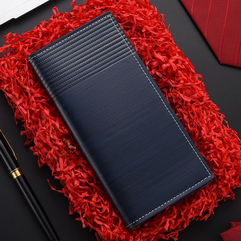 

Men s Wallet Long Multi-Card Wallet Card Bag Men s Blue Simple Ultra-thin Soft Leather Large Banknote Wallet темно-синий