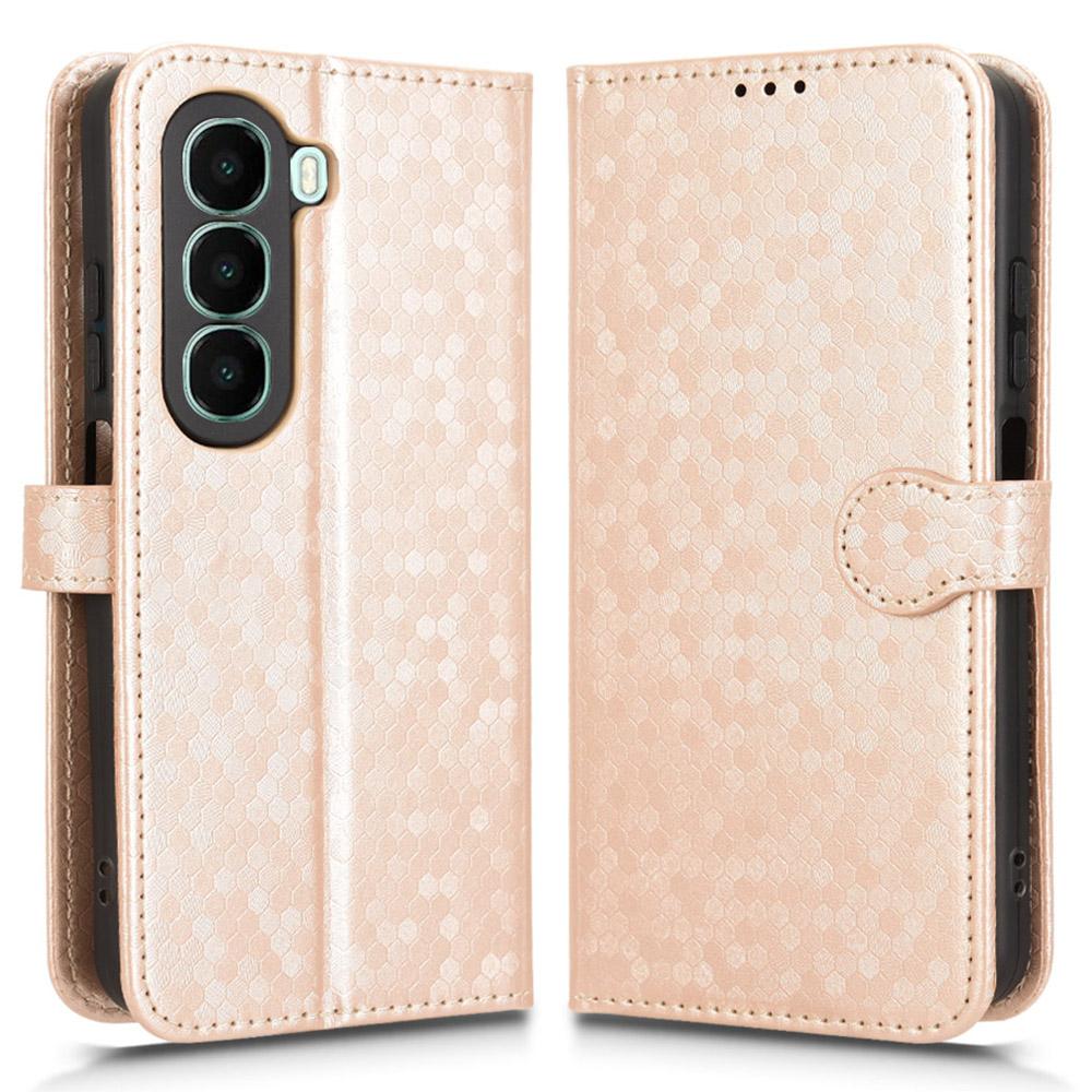 For itel A95 5G Wallet Case Dot Pattern Imprint PU Leather Phone Cover with Wrist Strap