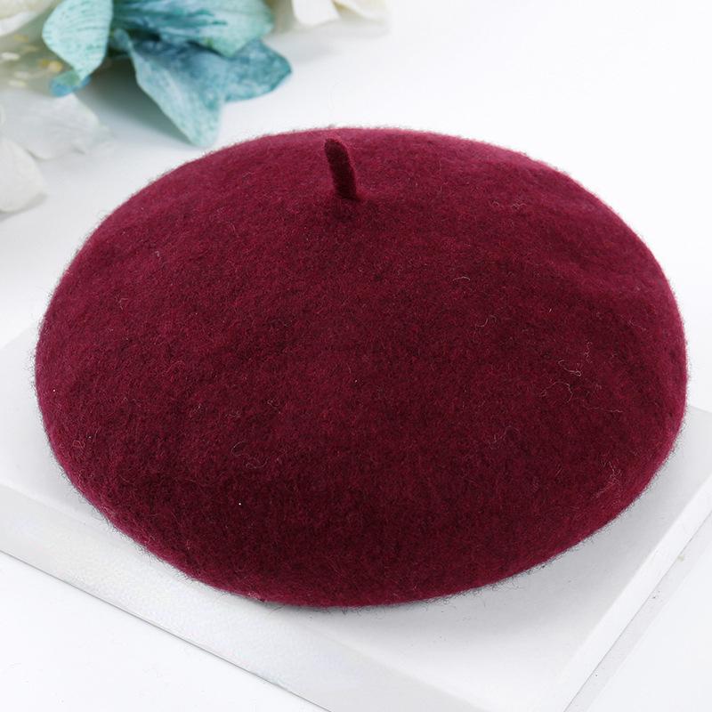 Herbstmütze Damen Wollmütze Wintermütze Wolle Baskenmütze Student Warme Hüte Künstler Kürbismütze