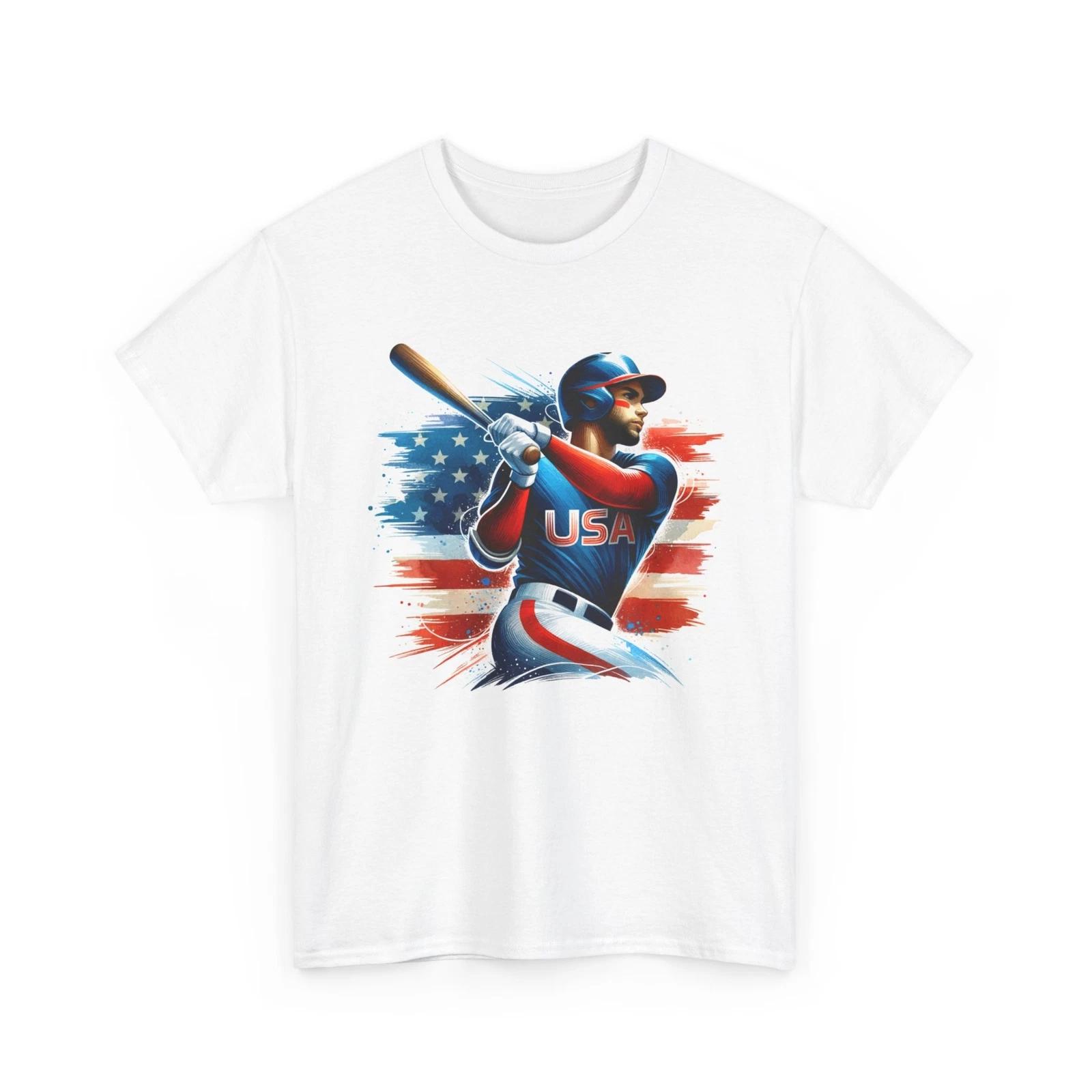 Unisex Adult T Shirt American Baseball Player Team USA Swing Sports Olympic Tee 4XL