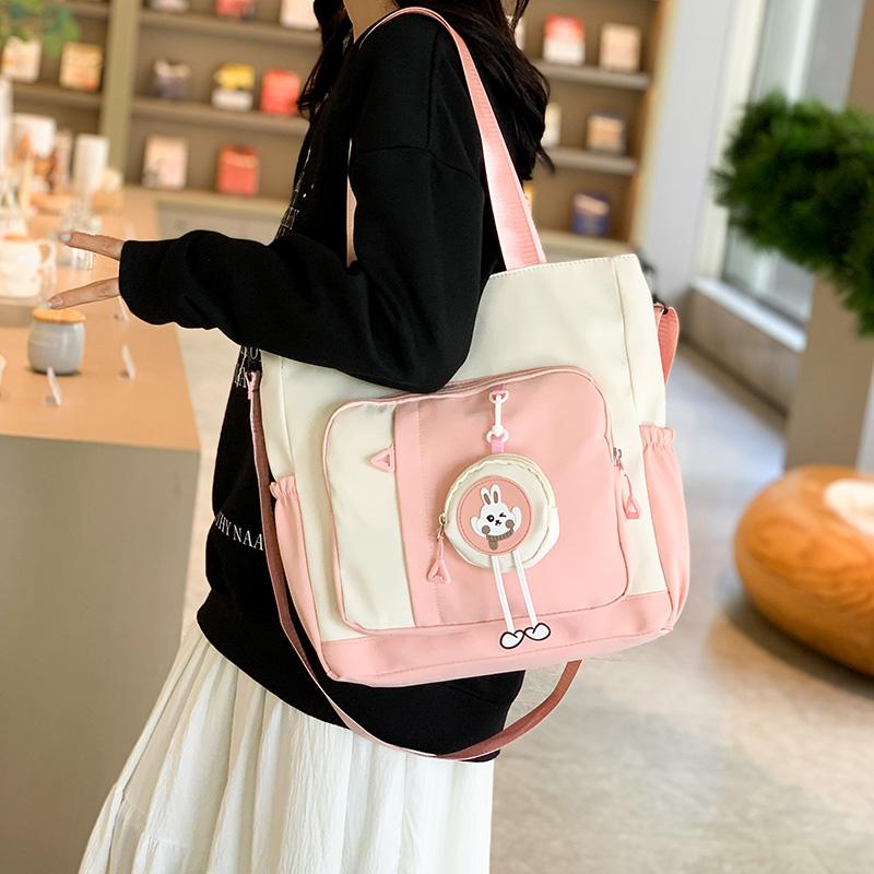 Color Block Tote Bag Women's Shoulder Bag Student Large Capacity Crossbody Bag