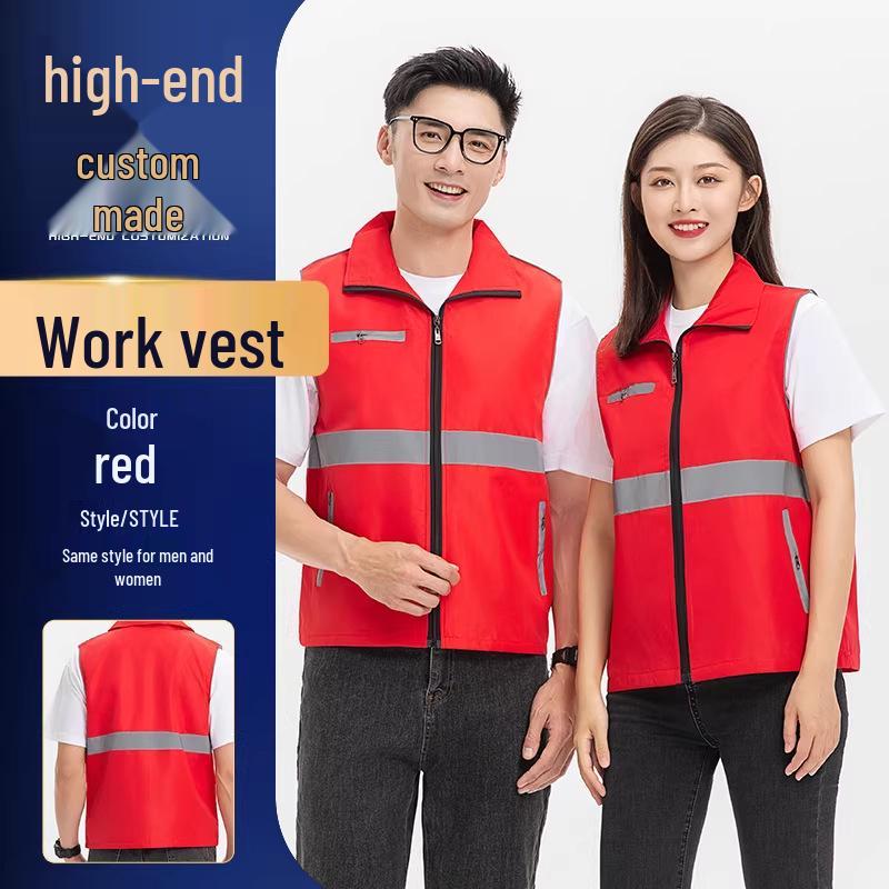 Custom Logo Multi-Pocket Durable Vest for Supermarket, Decoration, and Volunteer Workwear