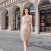 Women's Sexy Party Halter Sequin Fringe Dress Nightclub Sleeveless Slimming Mid-length Dress Dress