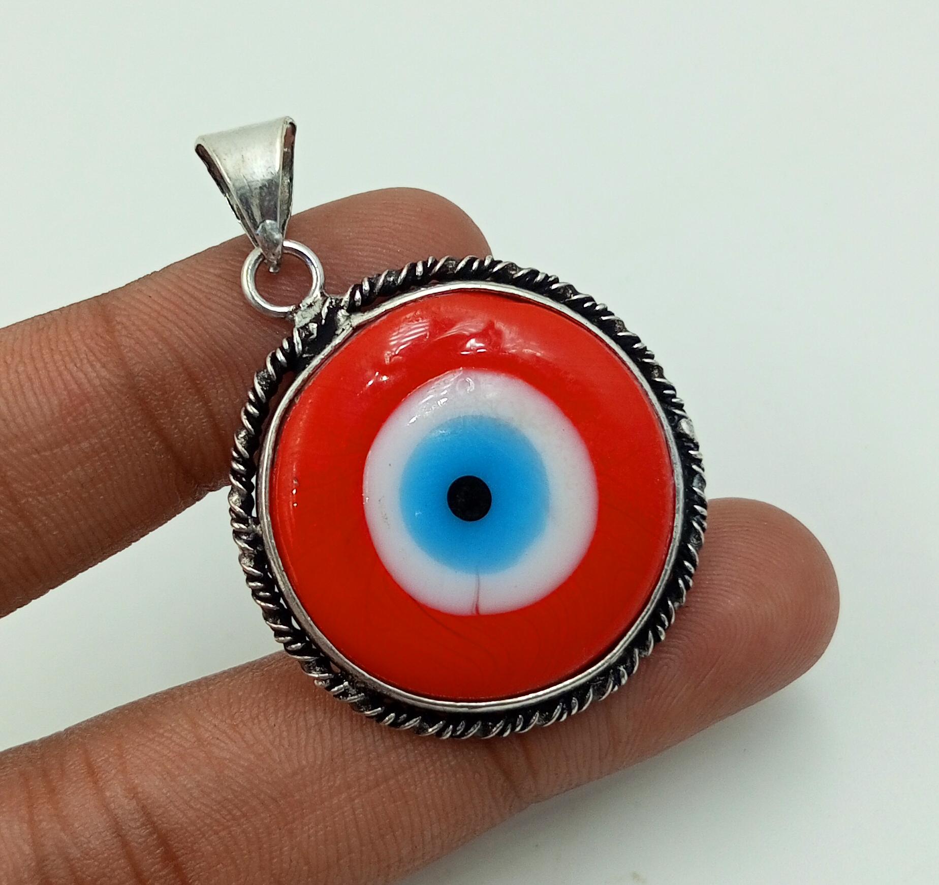 

Evil Eye Gemstone 925 Sterling Silver Plated Дизайнерские круглые подвесные украшения