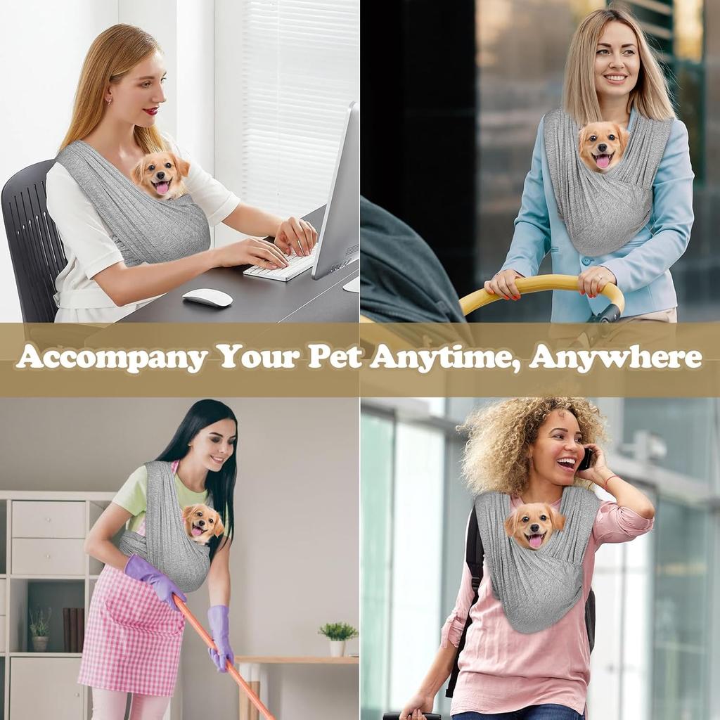 Large Dog Sling Carrier for Small Dogs, Front Facing Carrier for Cats Puppy Sling Wrap Chest, Adjustable Dog Outing Bag, Hands-Free Pet Holder for