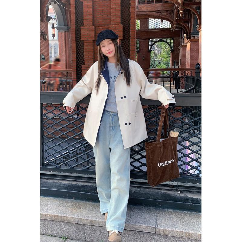 2026 Short Trench Coat Women High-end Contrast Color Casual Light Padded Jacket