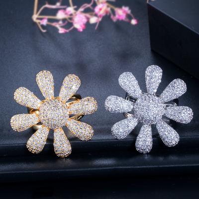 J0097 Temperament Exquisite Sun Flower Ring Full Of Zircon Ring Small Fresh Hand Jewelry
