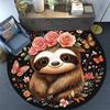 Sloth Round Area Rug,Carpet Rug for Living Room Bedroom Sofa Playroom Decor,Non-slip Floor Mat