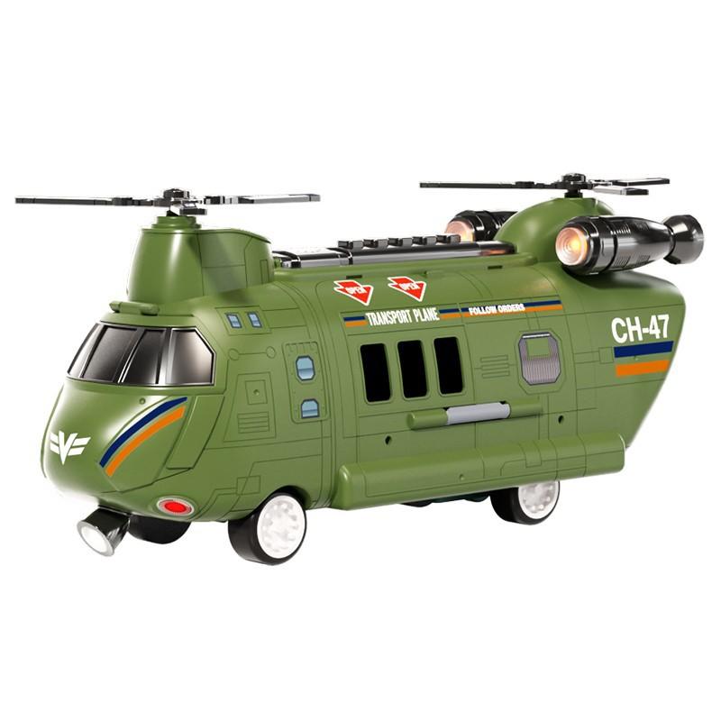 Large Plane Toy Transformed Helicopter Sound And Light Music Multifunctional Track Ejection Military Trolley Boy Gift
