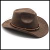 WHITE FANG Fedora Hat Free Size Brown Suede-like Ethnic Belt Wide Brim CZ178