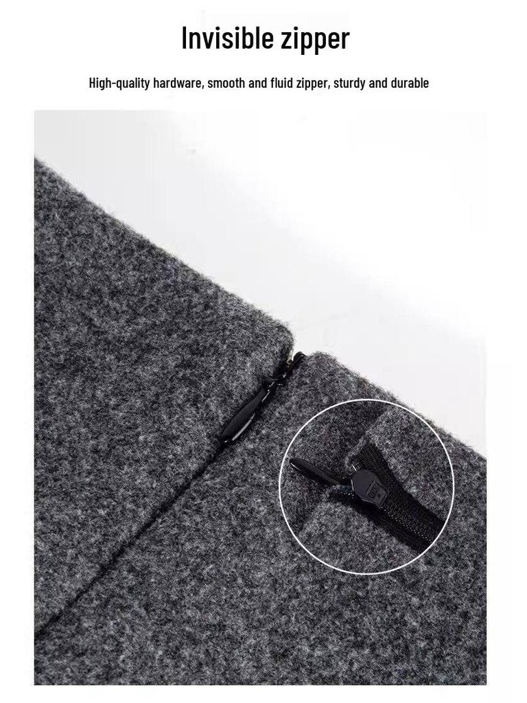 Women's Gray Woolen Skirt & Baseball Jacket Set - Korean Academy Style