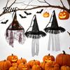 Spooky Wizard Hat Ornaments Halloween Witch Hanging Decor Spider Web Ribbon Prop Festive for Party Dark Costume Accessory Masquerade Party Decor