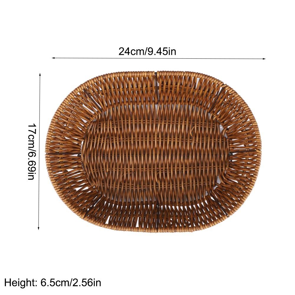 

Plastic Rattan Imitation Rattan Basket Oval Fruit Tray New Food Plate Breakfast Cake Snack 24x17x6.5cm