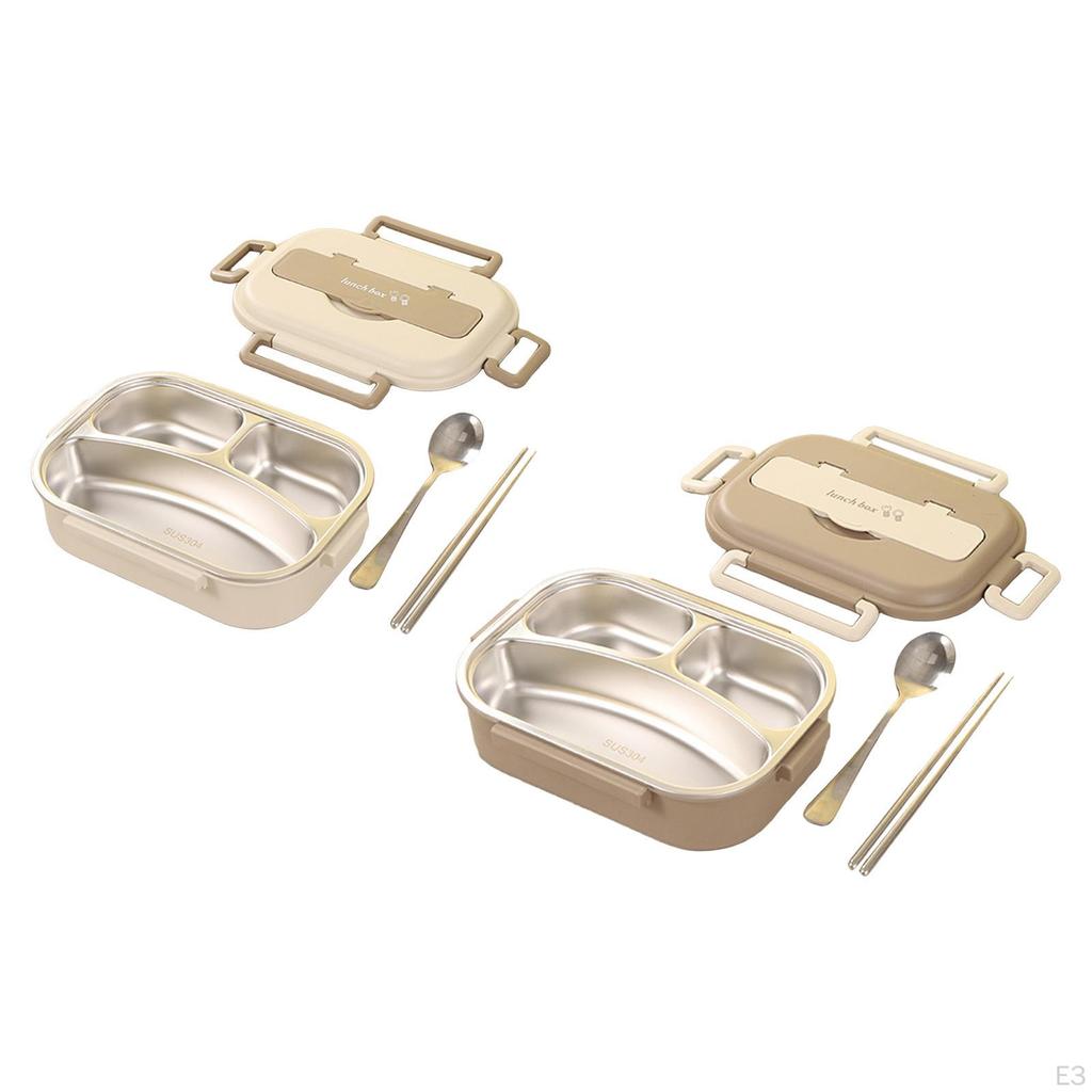 Bento Box Lunch Container with Divided Compartments, 1L Large Capacity, Portable Cutlery for