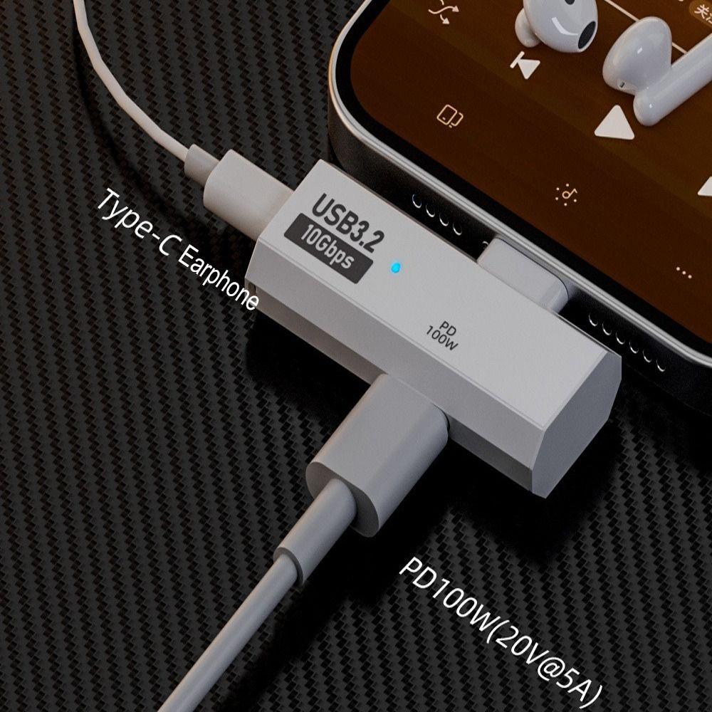 PD 100W 2 in 1 OTG Splitter 20V 5A USB-C to USB 3.2 Adapter Type-C Charging Converter