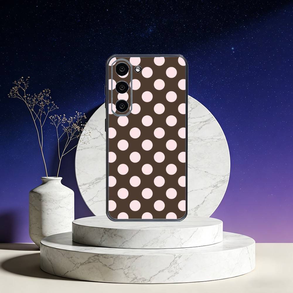 INS Brown Red Polka Dots Phone Case For Samsung Galaxy A73,A72,A71,A70,A53,A52,A51,Others Soft Black Cover