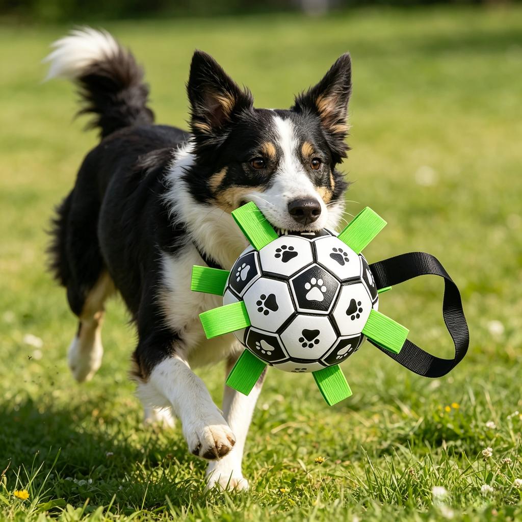 Squeaky Football Dog Toy for Training & Play: Self-Play Chew-Resistant Ball for Fetch Games and Independent Fun
