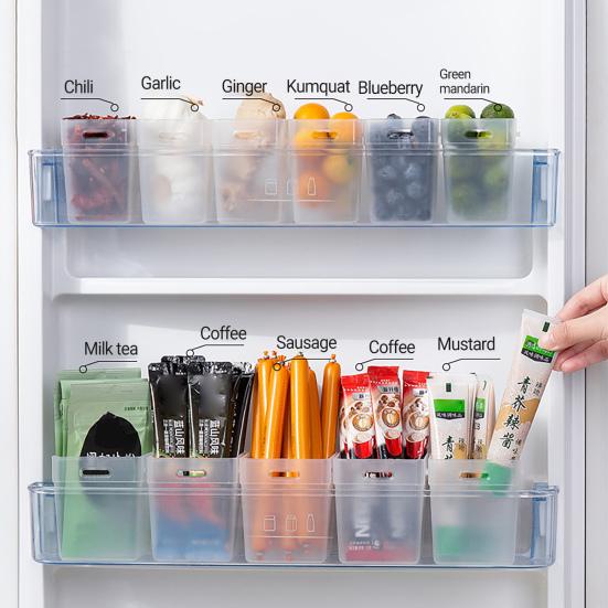 2Pcs Refrigerator Storage Box Transparent Buckle Design PP Fridge Side Door Food Holder for Kitchen