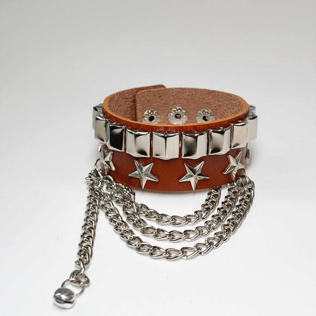 European & American Multi-layer Leather Skull Rivet Punk Bracelet