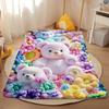 Colorful Teddy Bear With Flower Print Decorative Throw Blanket For Sofa, Bed, Home Decor, Camping, And Travel Gift