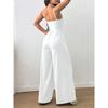 Women's Halterneck Suspender Pleated Waist Backless Jumpsuit