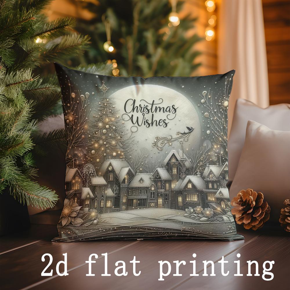 Home Decor Christmas-themed Cute &amp; Festive Pillow Covers Pattern Cushion Cover Suitable for Sofa Bedroom Car Pillow Cover
