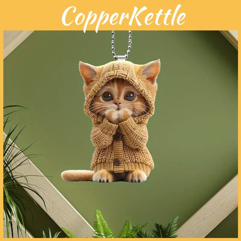 Car Pendant Acrylic With Cute Cat Christmas Tree Decoration Interior Vehicle