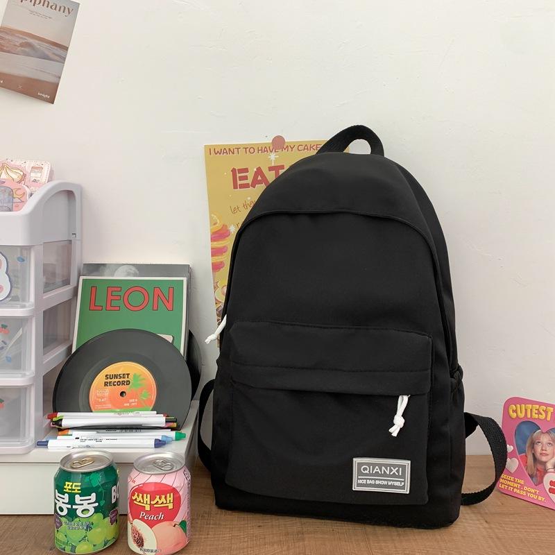

Versatile girl schoolbag new simple junior high school backpack student large capacity backpack чорний