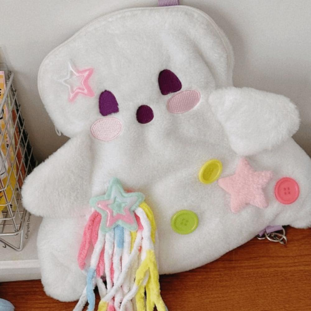 Korean Style Plush Ghost Backpack Large Capacity School Bag Doll Stuffed Plush Bag  Kindergarten