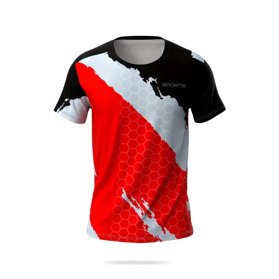 Men's Color Block Shirt, Active Short Sleeve Crew Neck Rash Guard for Fishing Hiking Outdoor