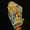 DIY Garden House Book Nook Shelf Insert Miniature Building Kits Wooden DollHouse Flower Garden Room Bookshelf with LED Lights